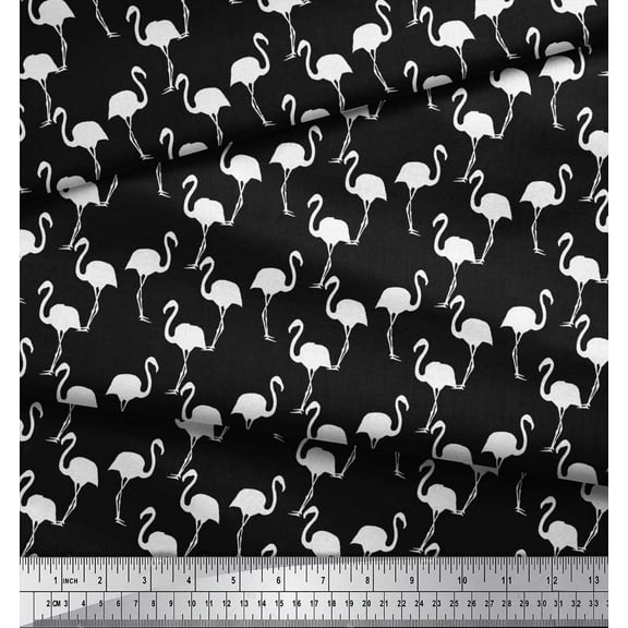 Soimoi Cotton Duck Fabric Flamingo Bird Printed Craft Fabric by The Yard 42 Inch Wide
