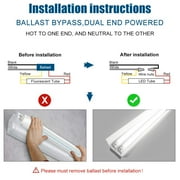 T8 4ft LED Tube Light Bulbs,Dual Row 28W 5000K,Dual-end Powered,ETL Listed,4-Pack