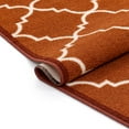 thumbnail image 2 of Well Woven Non-Skid Slip Rubber Back Antibacterial 3x5 (3'3" x 4'7") Door Mat Rug Dallas Moroccan Trellis Rust Red Modern Geometric Lattice Thin Low Pile Machine Washable Indoor Outdoor Kitchen Entry, 2 of 7