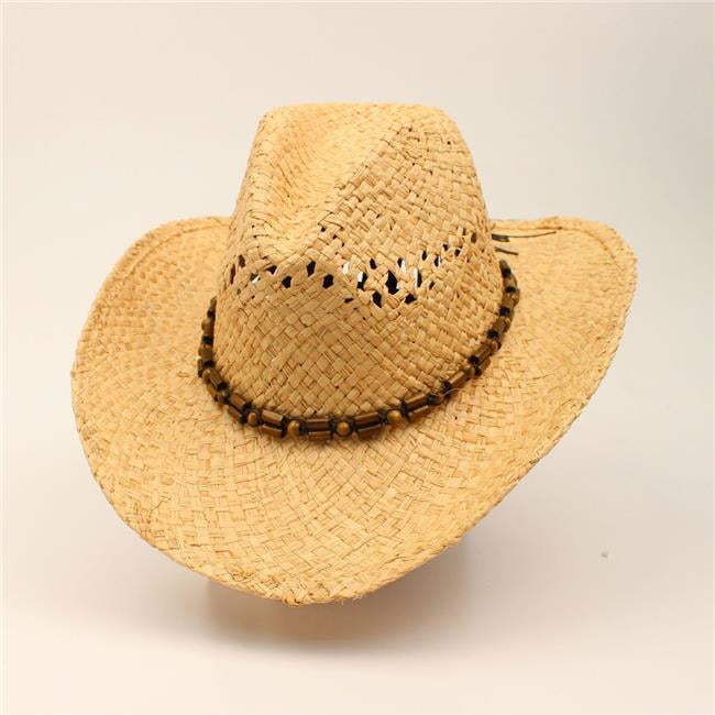 Blazin Roxx 7101648-L Woven Raffia Beaded Wood Straw Hat, Natural ...