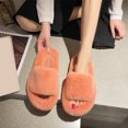 thumbnail image 4 of Zapatillas de mujer mullidas y peludas con forro de piel sintética zapatos deslizantes con punta abierta zapatillas de regalo, 4 of 6