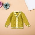 thumbnail image 2 of Coerni Girls V-Neck Cardigan Toddler Button Front Jacket Cable Knit Sweater Coat Top Sweatshirt Preppy Single Breasted Outwear, 2 of 7
