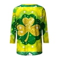 thumbnail image 5 of Xdegoge Saint Patricks Day Outfit Women 3/4 Sleeve Tie-Dye Shamrock T-Shirt with Silver Clover Center, Green & Blue Gradient, Funny St. Patrick's Shirts, 5 of 5