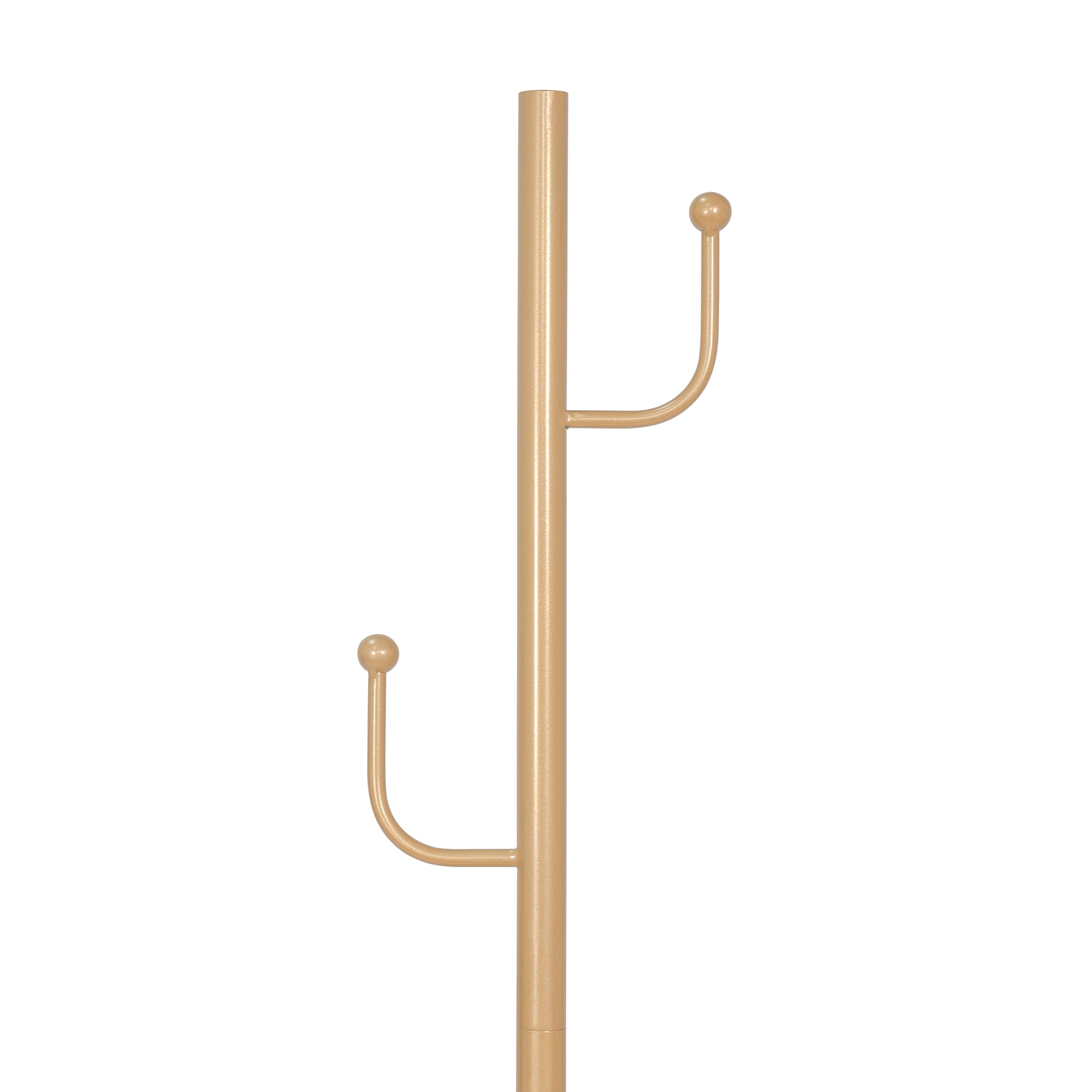 Abble Coat Rack 6 Hooks 64.5 in Freestanding Metal Coat Rack Coat and Hat Hanger Organizer Rack Garment Stand with White Stone Base for Home, Office, Entryway, Hallway, Gold