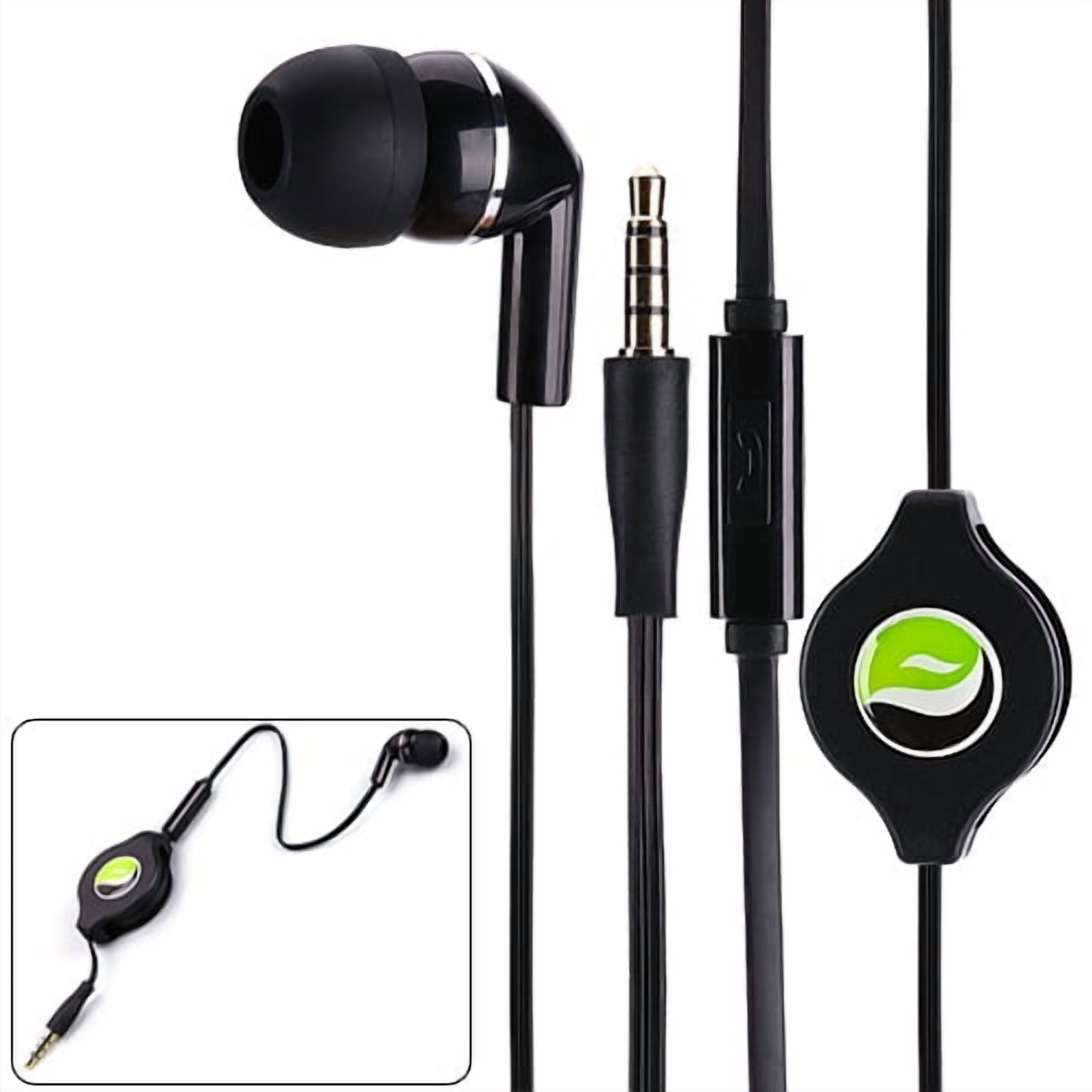 Retractable Mono Earphone for Motorola Moto Tab G62/Tab G70 - Headphone 3.5mm w Mic Headset Handsfree Earbud Earpiece Microphone