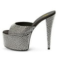 thumbnail image 2 of FSJ Women Classic Stiletto High Heel Mules Peep Open Toe Backless Platform Sandals Slip On Summer Daily Walking Party Dressy Slide Shoes Size 10.5 Black Clear Rhinestone, 2 of 5