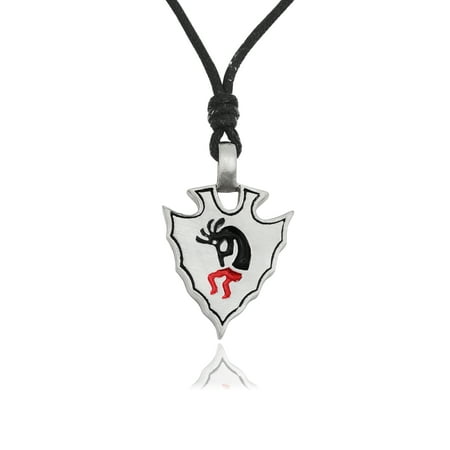 American Art Pendant - Kokopelli Native American Silver Pewter Charm Necklace Pendant Jewelry With Cotton Cord