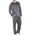 thumbnail image 1 of Ensemble de Détente en Molleton pour Hommes Coupe Régulière - Pyjama en Flanelle Chaud d'Hiver 2 Pcs / Pantalon à Col Rond Confortable avec Poches, 1 of 5