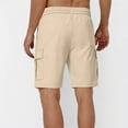 thumbnail image 4 of Pantalones Cortos de Carga de Cintura Elástica para Hombres Casual Sólido Longitud de Rodilla Bolsillo de Carga Pantalones Rectos, Mezcla de Algodón, 4 of 8