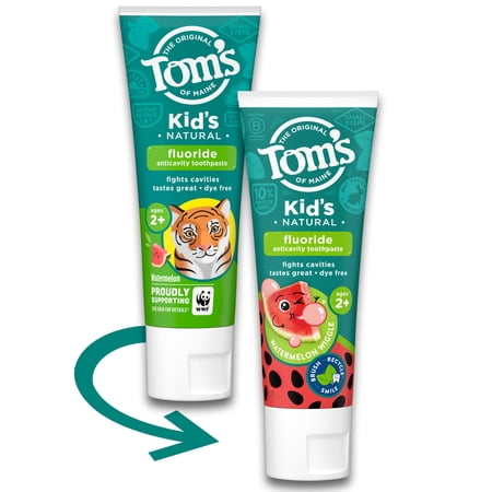 Tom’s of Maine Watermelon Wiggle Kids Toothpaste with Fluoride  5.1 Oz  3 Pack