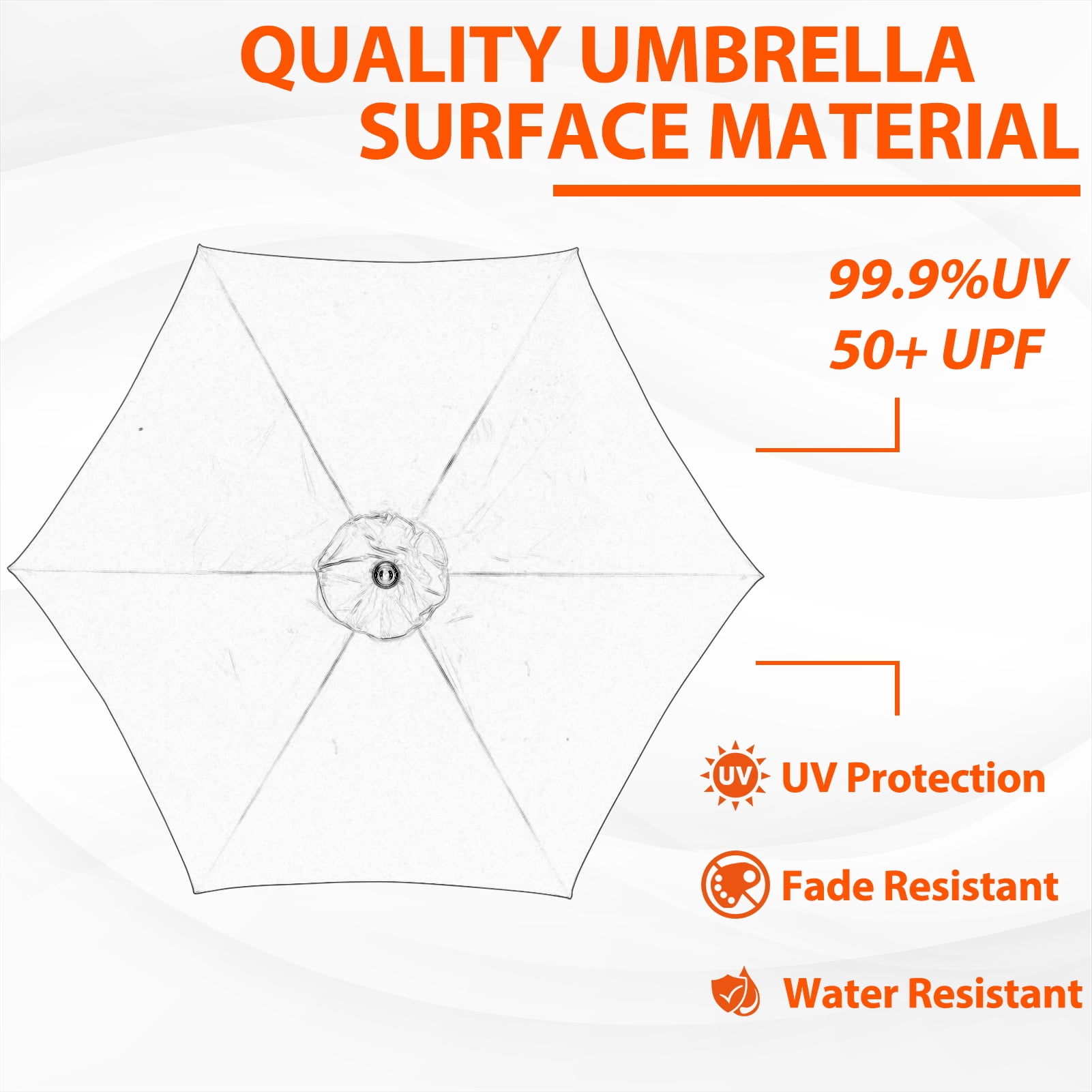 Autlaycil 6 pcs 9ft Outdoor Patio Umbrellas 5 Colors to Choose, with Tilt, Crank and Sturdy Ribs