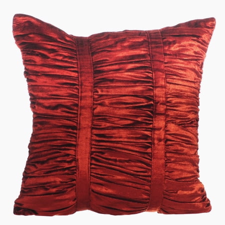 Throw Pillow Cover With Zipper  Gathered Fabric Pattern Rust 24x24 inch (60x60 cm) Pillow Sham Covers Solid Pillow Shams Modern Pillow Shams - Rust Beauty