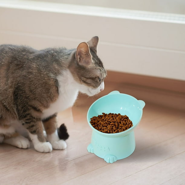 Comedero Elevado E Inclinado para Gatos y Perros Pequeños | Previene El Vómito | Favorece La Digestión | 100% Plástico Reciclado | 1 Comedero Alto