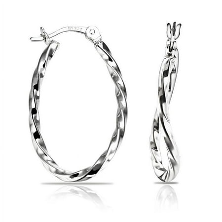 Tilo Jewelry .925 Sterling Silver Twisted Design Hoop Earrings for Women & Unisex