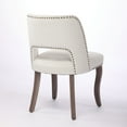 thumbnail image 4 of Jianyuan Song 4-Pack Modern Fabric Upholstered Dining Chairs, Hollow-Out Back with Rivet Trim & Curved Rubberwood Legs, Farmhouse Kitchen Dinner Chairs, Beige, 4 of 15