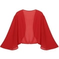 thumbnail image 1 of Aislor Femme Élégant Boléro en Chiffon à Manches 3/4 Gilet Court Ouvert Châle Rouge P, 1 of 7