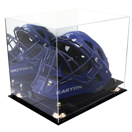 Deluxe Acrylic Catchers Helmet Display Case with Gold Risers and Mirror (A002-GR)