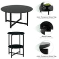 3-Piece Black Glass Round Coffee Table Set, Living Room Tables with ...