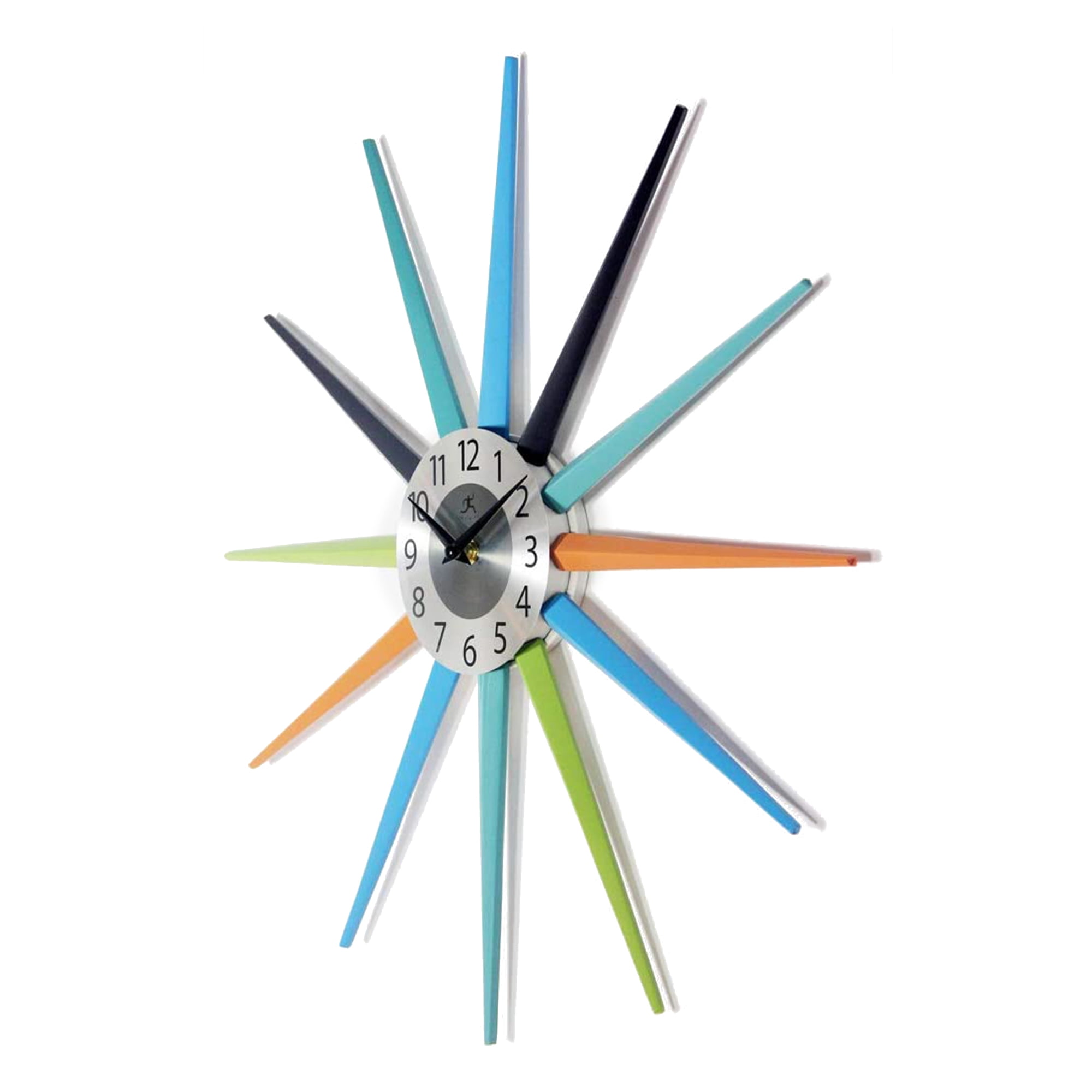 Infinity Instruments 20 Inch Stellar Starburst Retro Vintage Wall Clock, Multicolor