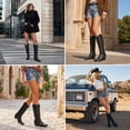 thumbnail image 6 of SMILIN Women's Knee High Cowboy Boots, Embroidered Pointed Toe Tall Western Cowgirl Boots, Black, Size 9, 6 of 7