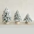 thumbnail image 4 of Miniature Christmas Tree Figurine Artificial Norfolk Green/Snow Flocked Pine Needle Xmas Tree with Wooden Base for Indoor Decor, 4 of 8