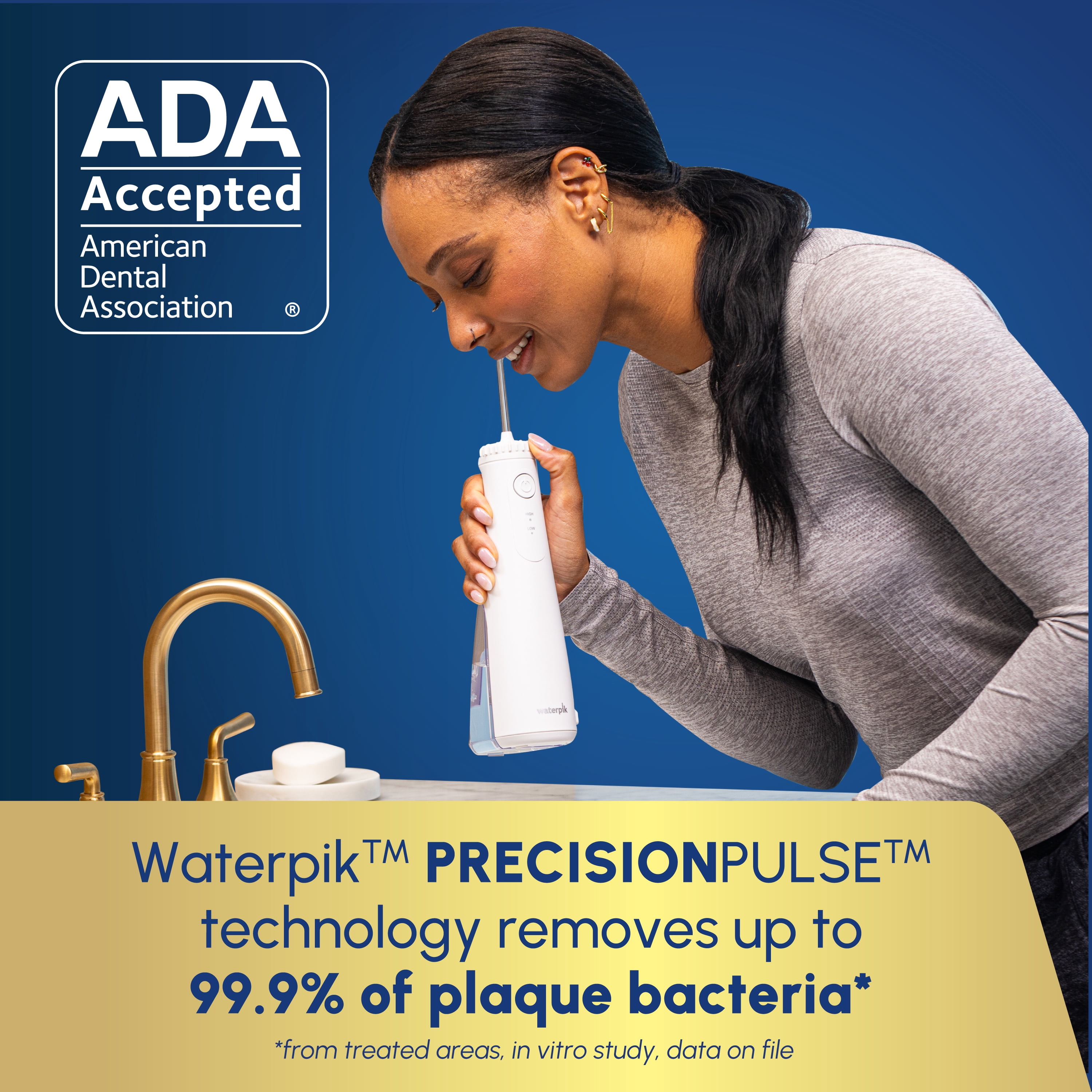 Waterpik Cordless Plus 5000 Water Flosser with 2 Settings, 3 Tips, ADA Accepted, White