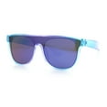thumbnail image 5 of Kids Size Tie Dye Color Flat Top Shield Horn Rim Plastic Sunglasses Purple Blue - Blue Mirror, 5 of 7