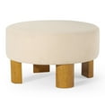 thumbnail image 1 of Maven Lane Celia Contemporary Upholstered Ottoman w/ Refined Natural Wood Finish, 1 of 6