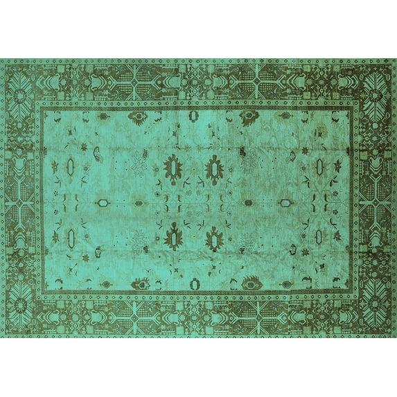 Ahgly Company Indoor Rectangle Oriental Turquoise Blue Traditional Area Rugs, 2' x 4'