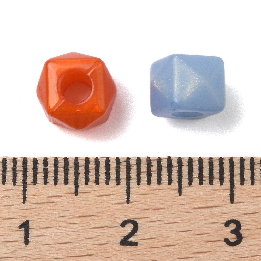 Platisc Acrylic Beads Faceted Square 7.5x7.5x5.5mm Hole: 2.5mm about 2500pcs/500g