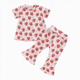 thumbnail image 4 of Toddler Girl Short Set Baby Girl Summer Outfits Floral Short Sleeve T-Shirt & Flared Pants Set Cute Toddler Clothes Toddler Girl Summer Clothes, 4 of 4