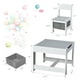 Gymax 3 in 1 Kids Wood Table Chairs Set w/ Storage Box Blackboard Drawing Grey - image 2 of 9
