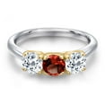 thumbnail image 3 of Gem Stone King 925 Silver and 10K Yellow Gold Red Garnet and White Topaz Engagement Ring for Women | 1.75 Cttw | Round 5MM | Gemstone January Birthstone | Size 7, 3 of 6