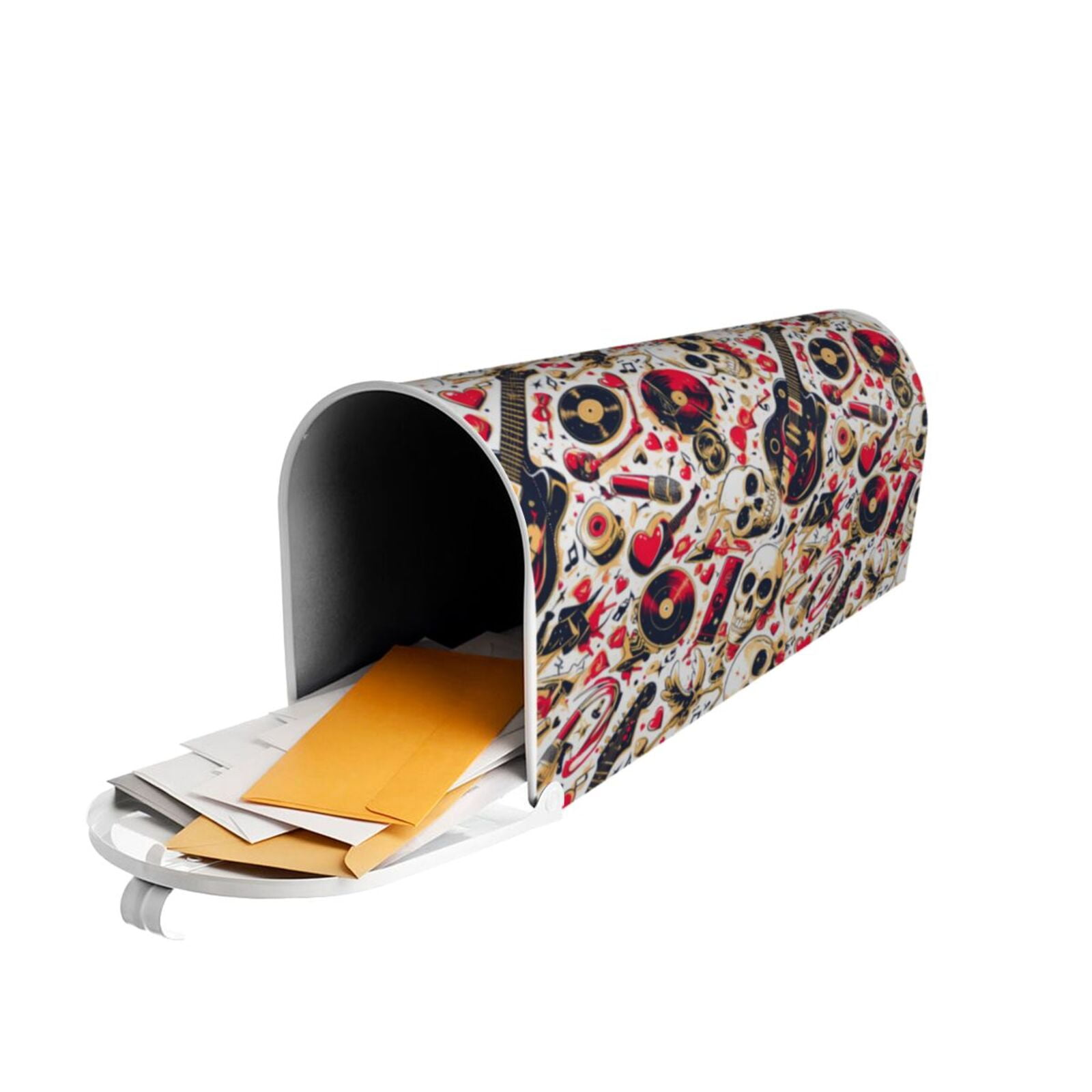 Logiee Guitar Skull rock Print Post Letter Box Wrap Decor, Mailbox Cover Suitable for Standard Mailbox and Large Size Mailbox,Outdoor Yard Decoration-21x18 in