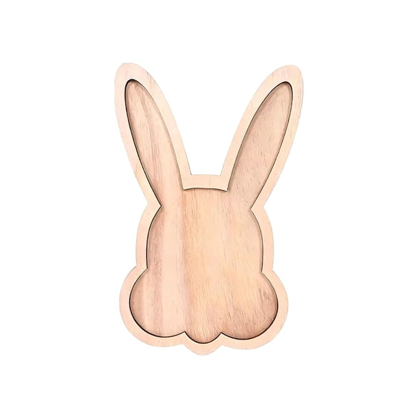 Bandejas de Frutas para Servir para la Fiesta, Bandeja de Madera en Forma de Conejo de Pascua 32x17.5cm, Platos Decorativos Bandejas de Postres para Mesa de Postres