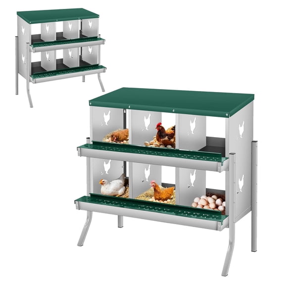 QinaQin Caja nido para gallinas de 6, 8 o 10 compartimentos con patas de soporte, diseño fácil de limpiar e instalar para proteger huevos