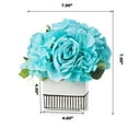 thumbnail image 2 of Enova Home Mixed Artificial Hydrangea and Rose Silk Flowers Arrangement in White Ceramic Pot (Aqua), 2 of 2