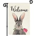 thumbnail image 1 of Banderas de jardín de bienvenida de Pascua para exteriores, bandera de jardín de conejo de primavera de 30 x 45 cm de doble cara, banderas de jardín navideñas de tulipán y conejito, 1 of 8