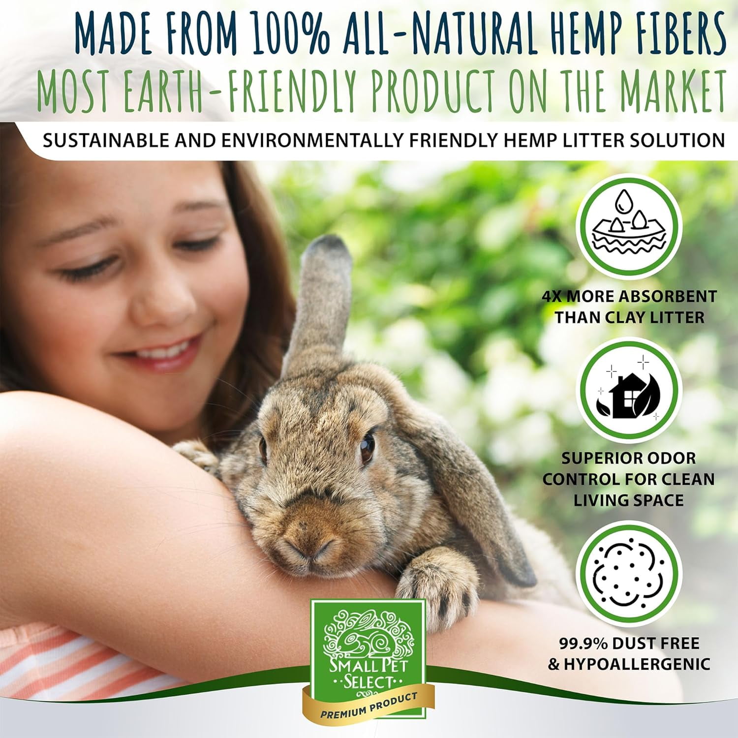 Small Pet Select - Hemp Pelleted Bedding, Biodegradable Animal Bedding, Eco Friendly Odor Control for a Rabbits, Hamsters, Guinea Pigs, and Other Small Pets, 20 lb