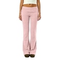 thumbnail image 2 of Inglocry Fold Over Lounge Pants for Women Y2K Low Rise Wide Leg Yoga Sweatpants Stretchy Foldover Pants Workout Bottoms Pink M, 2 of 5