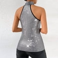 thumbnail image 6 of Stamzod Women's Sleeveless Sequin Tank Tops Shimmer Vest Tops Cocktail Party Club Tanks Silver XL, 6 of 9