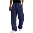 thumbnail image 3 of Men Loose Fit Jogger Pants Elastic Drawstring Waist Wide Leg Casual Sweatpants Breathable Outdoor Workout Pants With Side Pockets M, 3 of 8