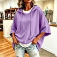 thumbnail image 6 of HongQid Womens Hoodie Drawstring Hood Short Batwing Sleeve Cropped Oversized Spring Fall Long Sleeve Ladies Trendy Casual Outfit Clothing Pullover Sweatshirt, 6 of 10