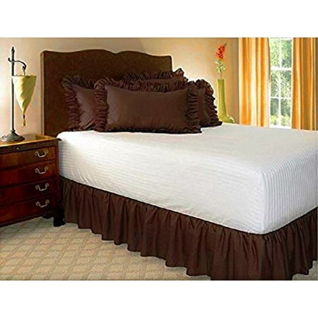 TWIN BROWN Solid Bed Bedding Skirt Soft 100% Soft Smooth Microfiber Pleated-Only on 4 Corners