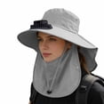 thumbnail image 2 of FUZHIQ Full Coverage Solar Fan Hat with Face Mask & Neck Flap, Wide Brim Rechargeable UV Protection Cooling Hat for Fishing Farming Cycling,B, 2 of 6