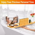 thumbnail image 2 of Graflsoa Adjustable Bamboo Bathtub Caddy Tray with Non-Slip Base, Multi-Functional Storage Rack for Bath Essentials, Tablets, and More, 2 of 6
