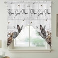 thumbnail image 2 of Rabbits Pine Cone Swag Valances for Windows, Kitchen Curtains 36 Inch Length 2 Panels Set, Sweet Home Texture Farmhouse Grey Wooden Short Curtains for Small Windows Rod Pocket Cafe Curtains 28"x36", 2 of 8