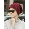 thumbnail image 2 of Gustave Winter Beanie Ponytail Messy Bun Beanie Tail Hat Knit Hats Loop Scarf with Drawstring "Red", 2 of 8
