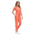 thumbnail image 4 of ACTIVE UNIFORMS Women’s Ultra-Soft Luxe Stretch Jogger Scrub Set V-Neck Top & Jogger Pants with Pockets - Regular & Petite Size (Coral, X-Small), 4 of 5