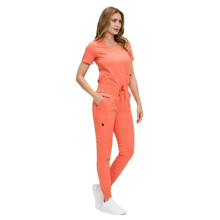 M&M SCRUBS Women's Essential Jogger Scrub Set Nursing Uniform 10 Pockets Stretch Scrub Top And Pant True Royal Blue X Small